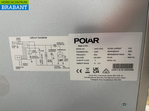 Stainless steel Polar Low model Freezer Freezer cabinet 140 liters 230V Catering - Image 5
