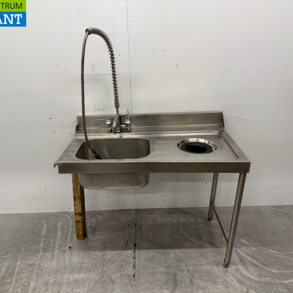 Stainless steel Feed Table Sink with faucet and waste hole 120 cm Catering