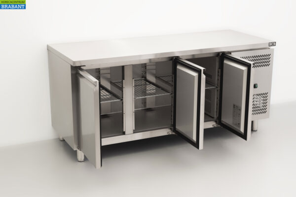 Stainless steel Freezer workbench 3 doors 1/1 gastronorm 179,5 cm Catering - Image 4