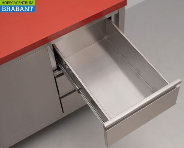 HCB Stainless Polyethylene PE Work Cabinet Cabinet Cutting Table 2 folding doors 3 drawers 140 cm Catering Butchery - Image 6
