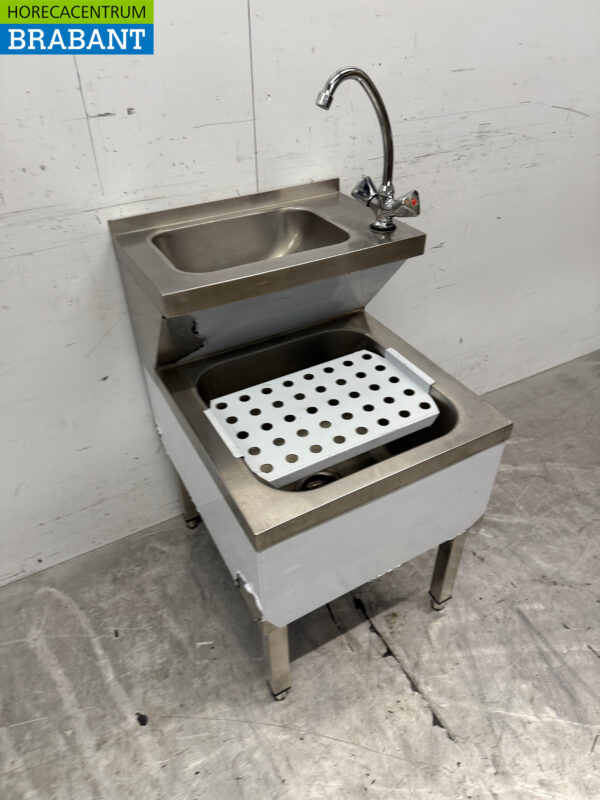 Stainless steel Double Sink Sink Pouring Bowl combi Faucet 50 cm Catering - Image 3