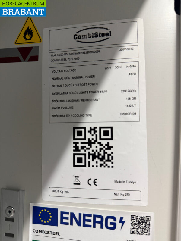 Combisteel 3 Door Glass Door Refrigerator 1432 liters 230V Catering - Image 5