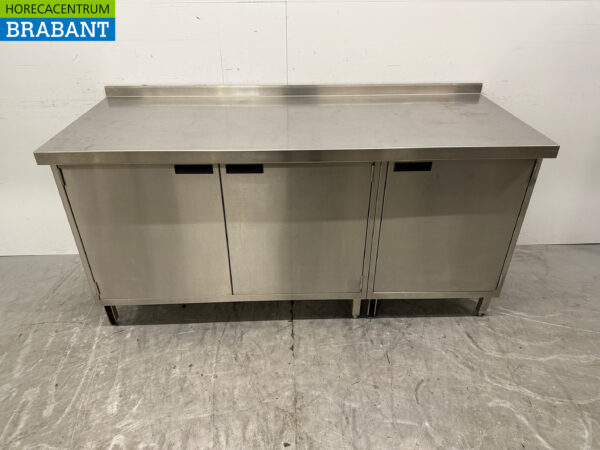 Stainless Steel Work Cabinet 180.5 x 70 cm 3 Hinged Doors Catering