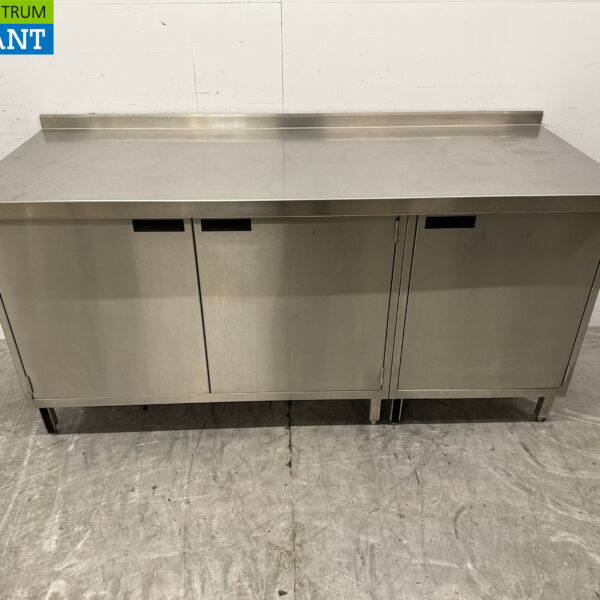 Stainless Steel Work Cabinet 180.5 x 70 cm 3 Hinged Doors Catering