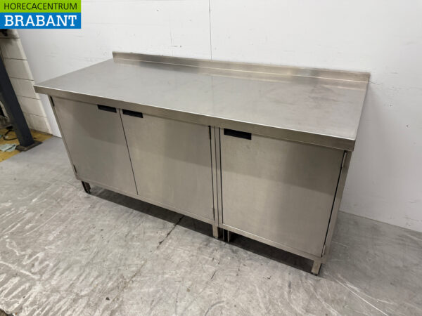 Stainless Steel Work Cabinet 180.5 x 70 cm 3 Hinged Doors Catering - Image 2