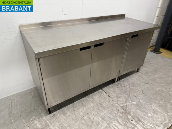 Stainless Steel Work Cabinet 180.5 x 70 cm 3 Hinged Doors Catering - Image 3