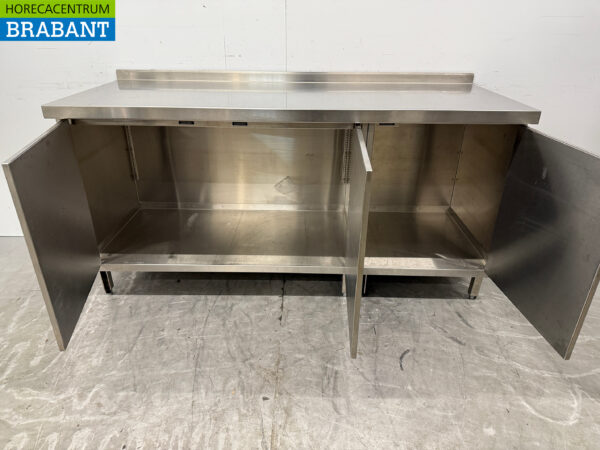 Stainless Steel Work Cabinet 180.5 x 70 cm 3 Hinged Doors Catering - Image 4