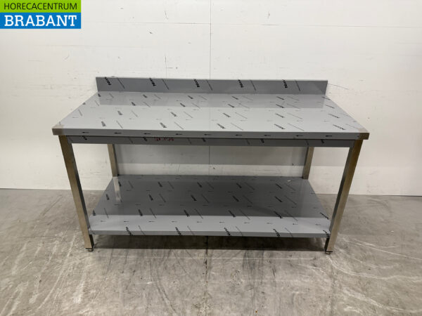 Stainless steel Worktable with undershelf and raised edge 160 x 70 x 86 cm Catering