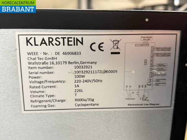 Klarstein Wine Cooler 2 Zones 226 liters 230V Horeca - Image 5