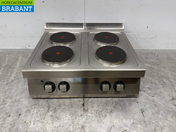 Stainless steel Zanussi 4 Burner Electric Stove 80 cm 400V Catering