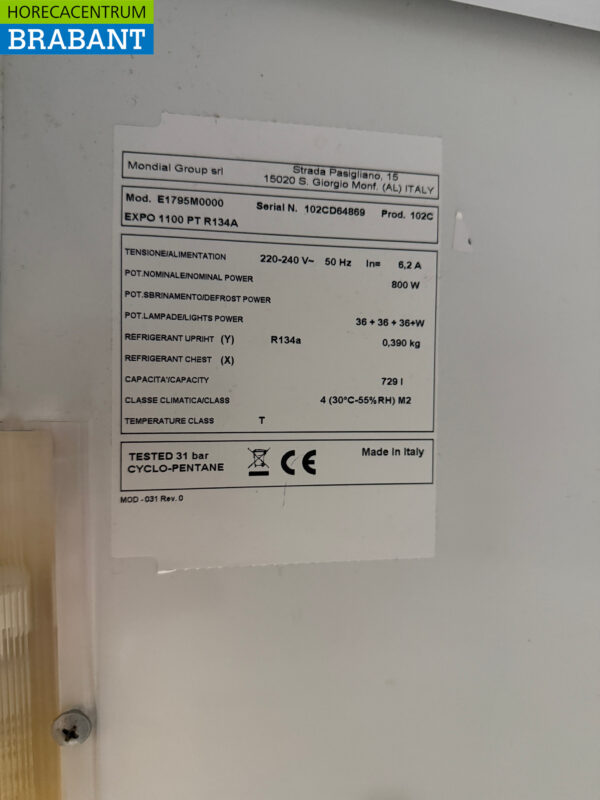 Mondial Double Door Glass Door Refrigerator 729 liters 135 cm 230V Catering - Image 5