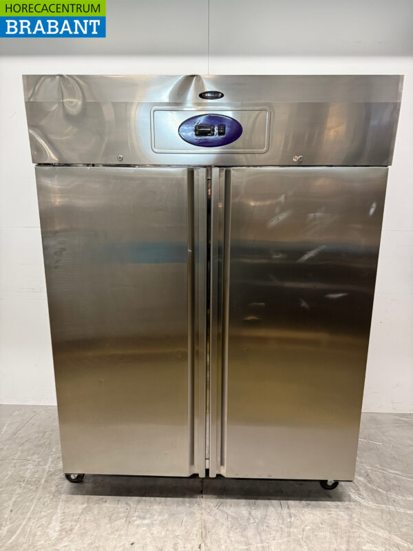 Stainless steel Tefcold Double Door Freezer 1004 liters Mobile 230V Horeca