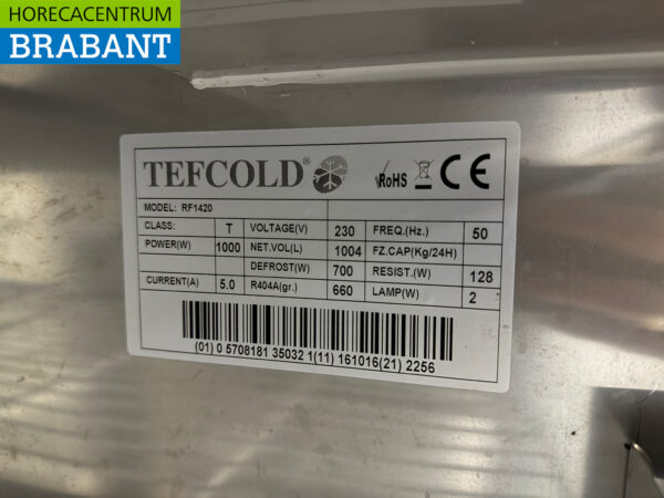 Stainless steel Tefcold Double Door Freezer 1004 liters Mobile 230V Horeca - Image 5