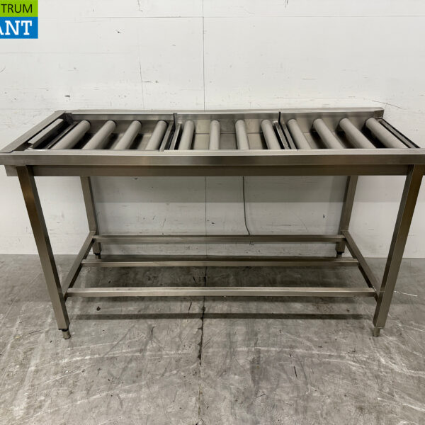 Stainless steel draining table / roller conveyor tbv pass through dishwasher 160,5 cm Horeca