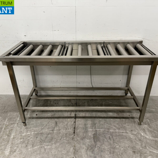 Stainless steel draining table / roller conveyor tbv pass through dishwasher 160,5 cm Horeca