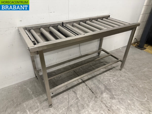 Stainless steel draining table / roller conveyor tbv pass through dishwasher 160,5 cm Horeca - Image 3