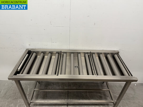 Stainless steel draining table / roller conveyor tbv pass through dishwasher 160,5 cm Horeca - Image 4