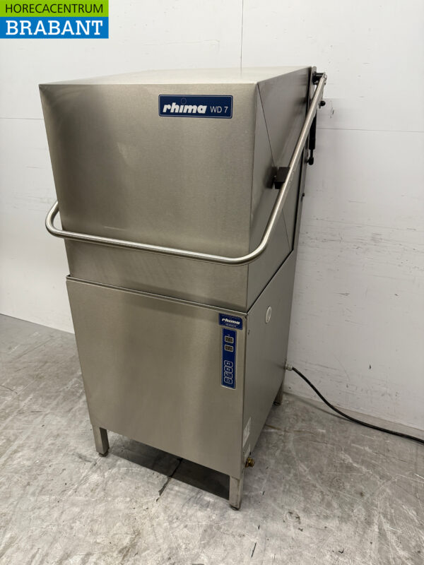 Stainless steel Rhima WD-7 Slide-through dishwasher 400V Catering - Image 2