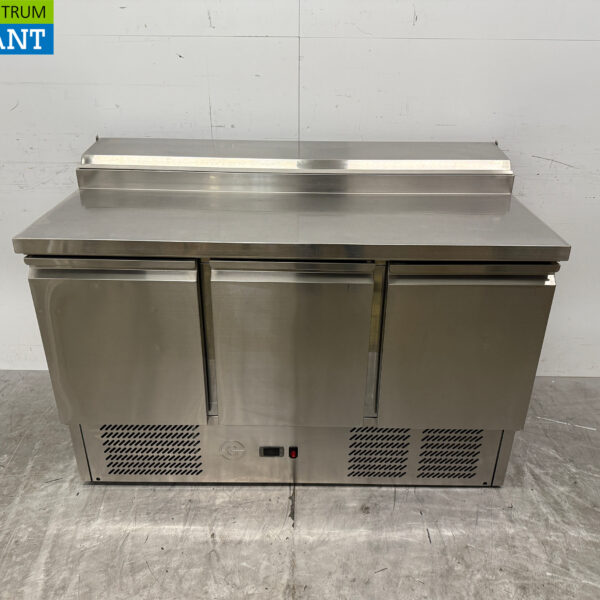 Stainless steel Saladette Refrigerated Workbench 3 doors 137 cm 230V Horeca