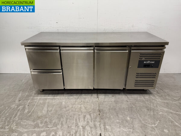 Stainless steel Ecofrost Refrigerated Workbench 2 Doors and 2 Drawers 179.5 cm 230V Horeca