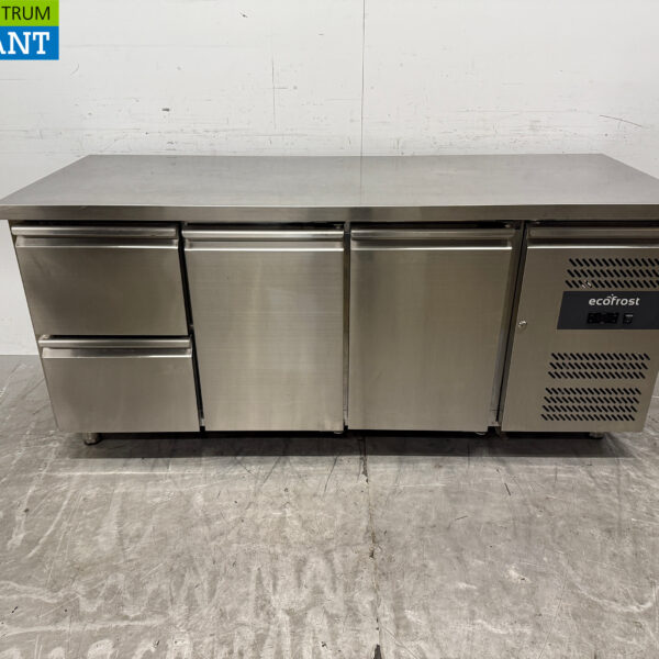 Stainless steel Ecofrost Refrigerated Workbench 2 Doors and 2 Drawers 179.5 cm 230V Horeca