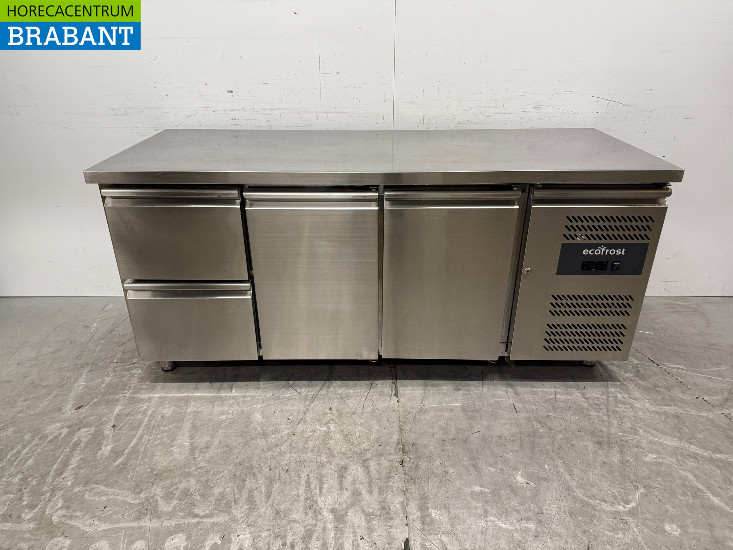 Stainless steel Ecofrost Refrigerated Workbench 2 Doors and 2 Drawers 179.5 cm 230V Horeca