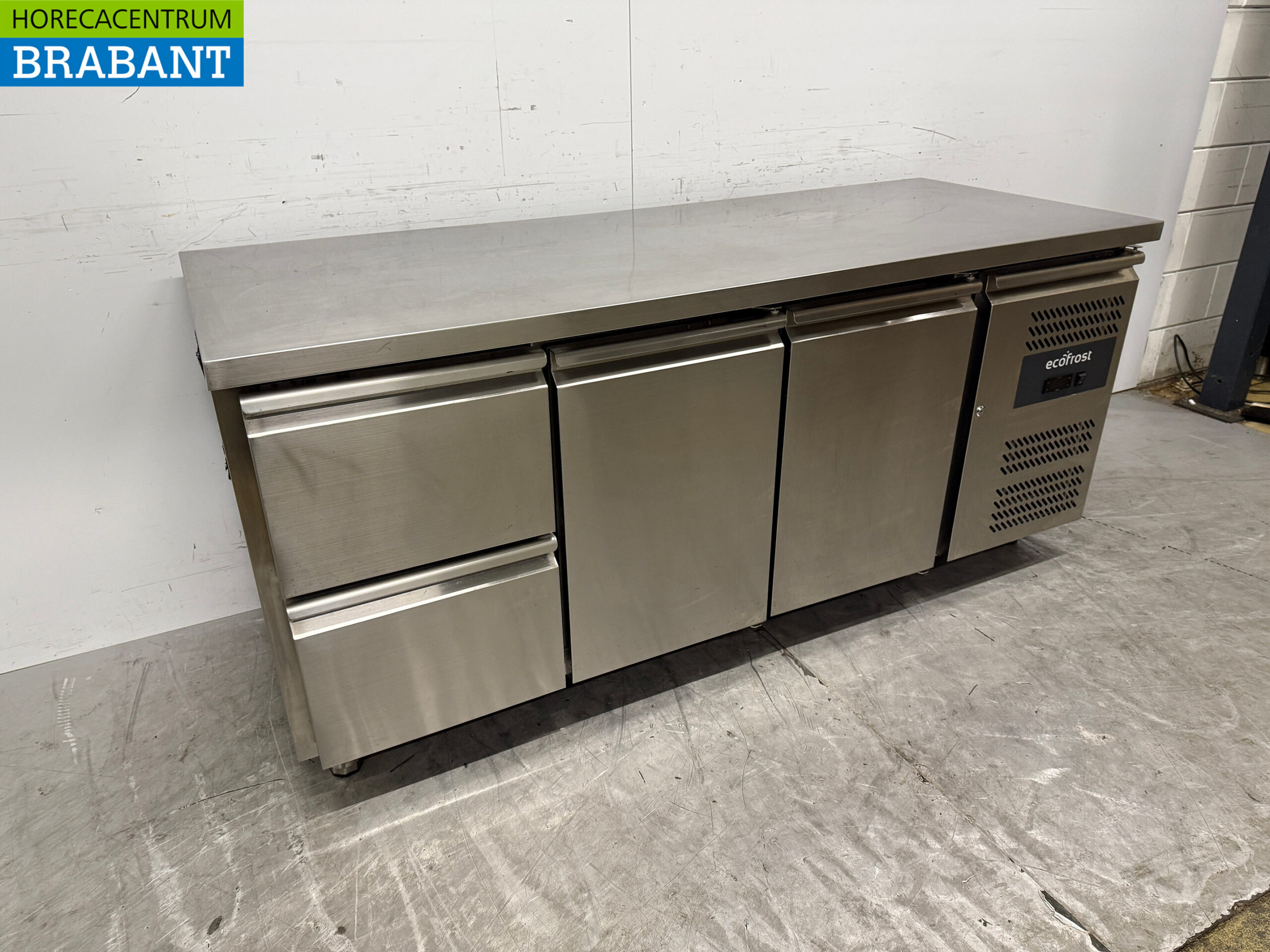 Stainless steel Ecofrost Refrigerated Workbench 2 Doors and 2 Drawers 179.5 cm 230V Horeca - Image 3