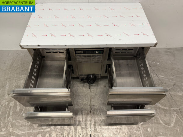 Stainless steel Zanussi Refrigerated Workbench 4 Drawers 127.5 cm 230v Catering - Image 4
