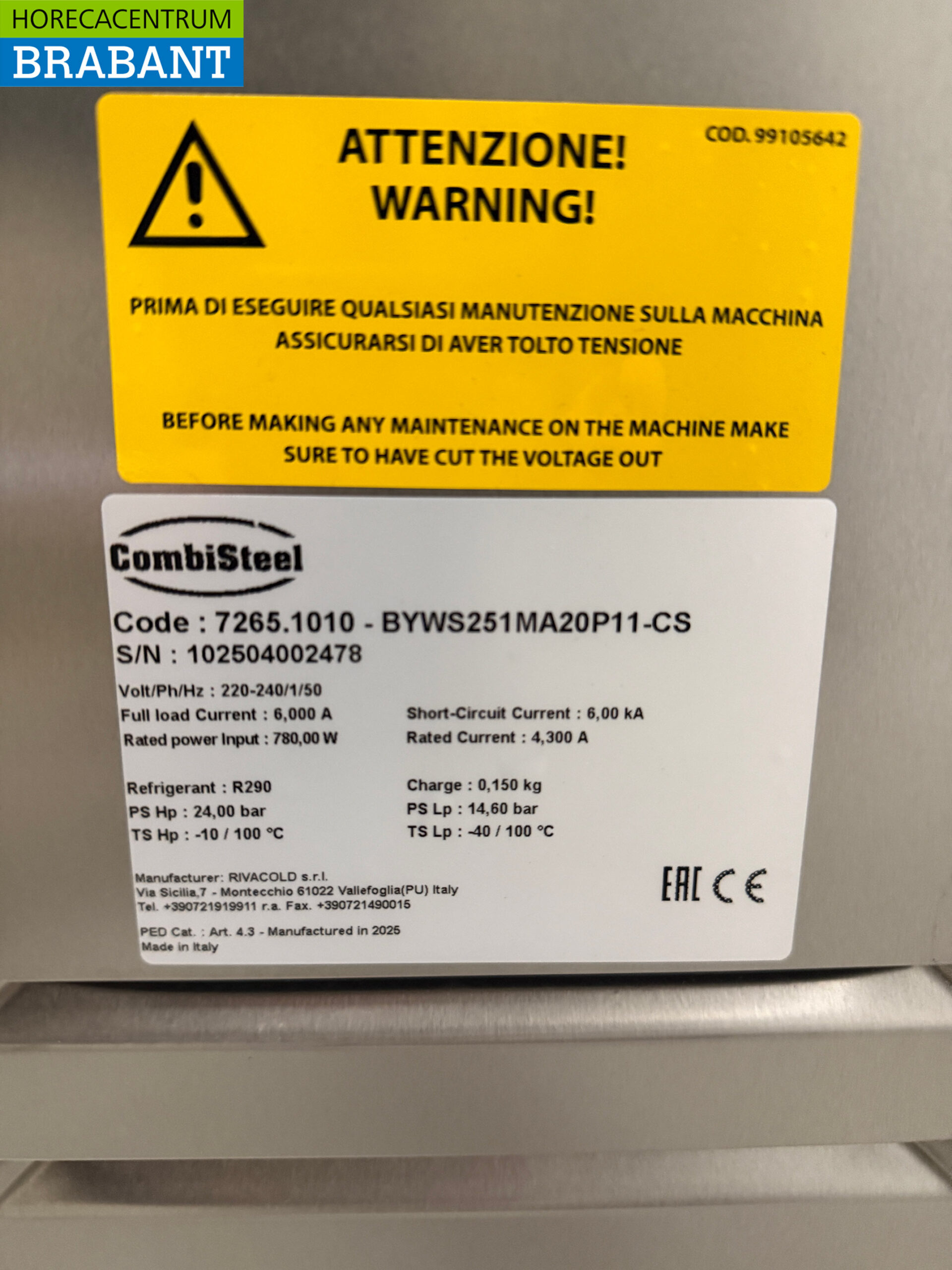 Rivacold/Combisteel Refrigeration Unit Refrigeration Unit Plug-in Monoblock Wall Unit 11.9 m3 230V Horeca - Image 5