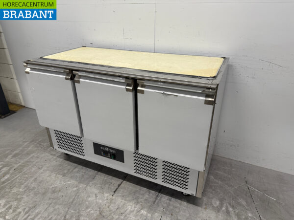 Stainless steel Refrigerated Workbench 3 Doors 137 cm 230V Catering - Image 2