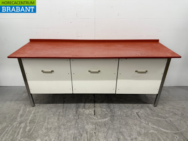 Stainless steel Polyethylene PE Cutting Table Work Table 3 Drawers 220 x 70 x 94 cm Catering Butchery