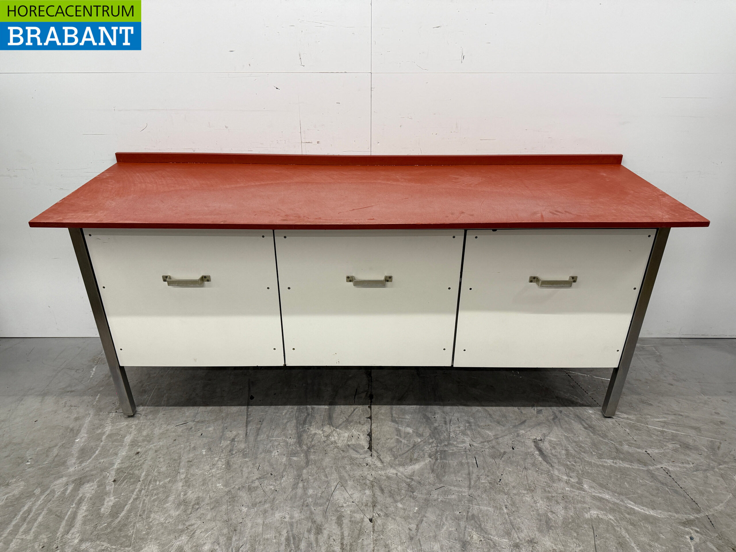 Stainless steel Polyethylene PE Cutting Table Work Table 3 Drawers 220 x 70 x 94 cm Catering Butchery