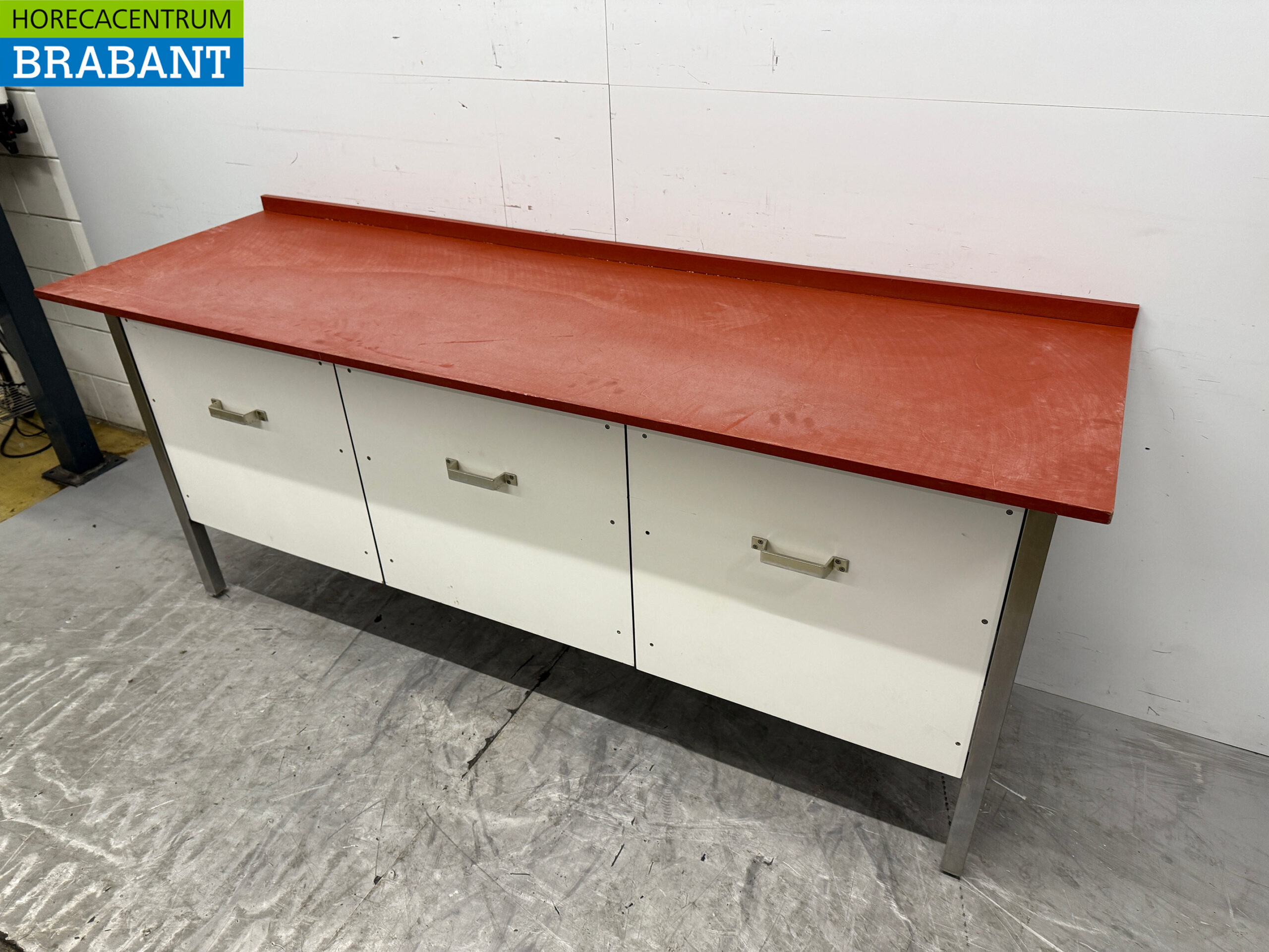 Stainless steel Polyethylene PE Cutting Table Work Table 3 Drawers 220 x 70 x 94 cm Catering Butchery - Image 2