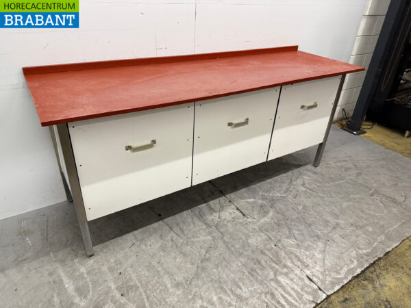 Stainless steel Polyethylene PE Cutting Table Work Table 3 Drawers 220 x 70 x 94 cm Catering Butchery - Image 3