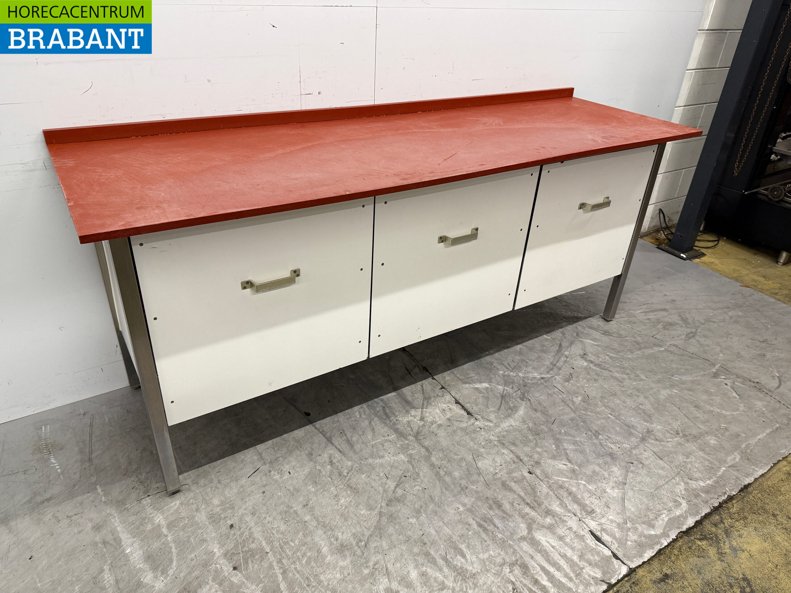Stainless steel Polyethylene PE Cutting Table Work Table 3 Drawers 220 x 70 x 94 cm Catering Butchery - Image 3