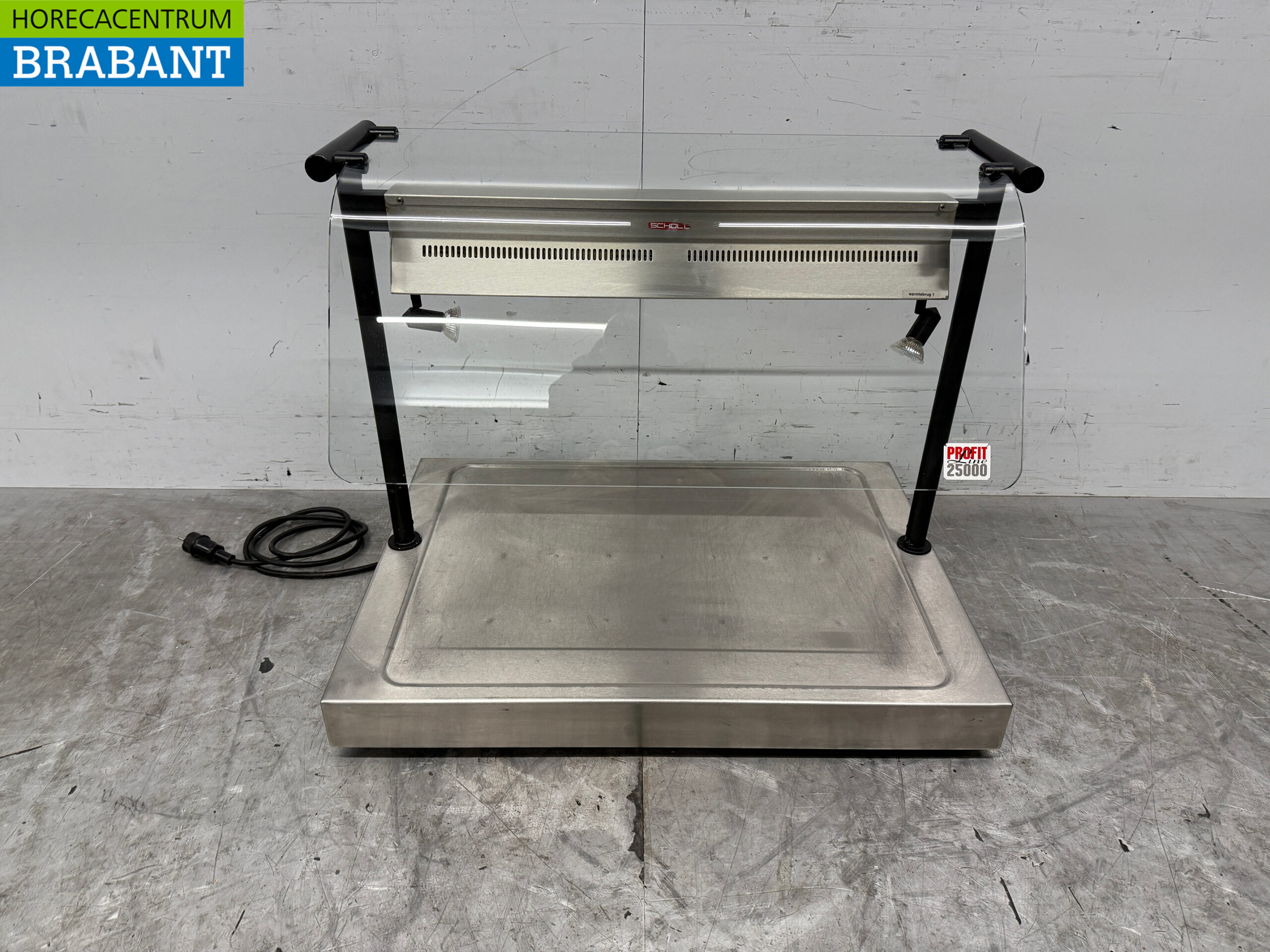 Stainless steel Scholl Hot Plate With Heat Lamps 85 cm 230V Catering 2,5 kw