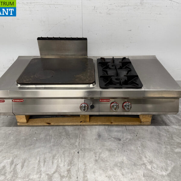 Stainless steel Angelo Po Bake Line Cookthrough and 2 burner Stove GAS 150 cm Horeca