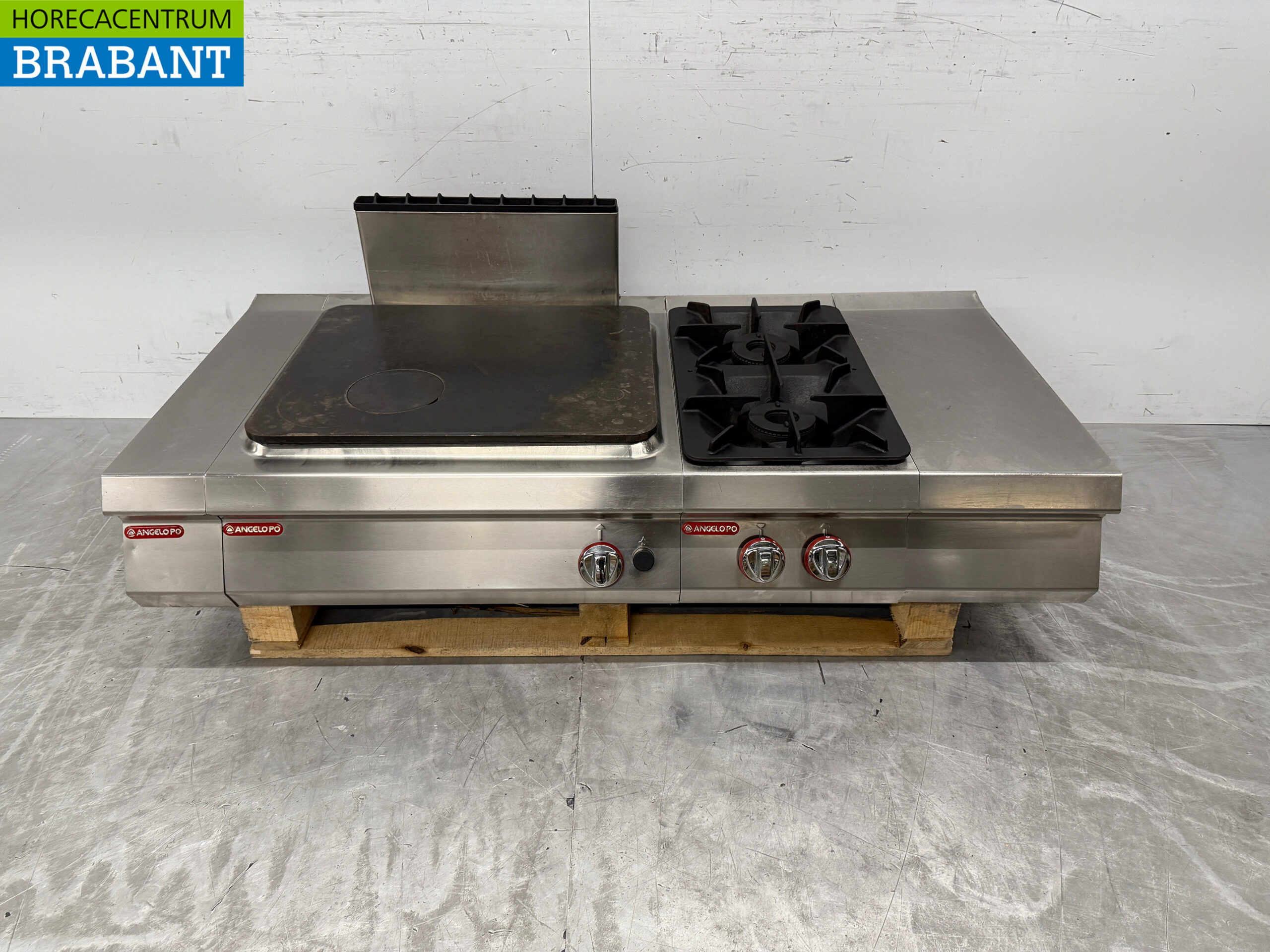 Stainless steel Angelo Po Bake Line Cookthrough and 2 burner Stove GAS 150 cm Horeca