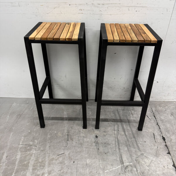 Bolero steel and acacia wood Barstools Stools Terrace Stools 2 pcs Catering