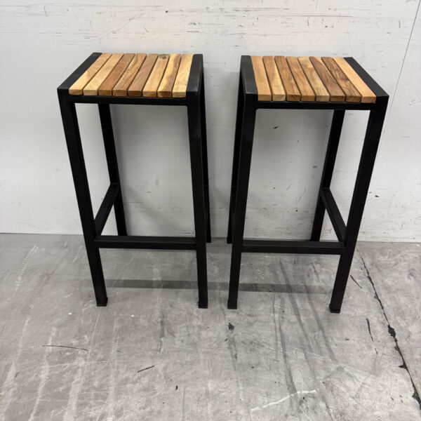 Bolero steel and acacia wood Barstools Stools Terrace Stools 2 pcs Catering