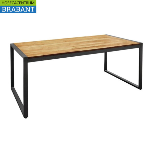 Bolero rectangular steel and acacia wood industrial table 180 x 90 x 74 cm Catering