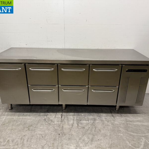 Stainless steel Gram Refrigerated Workbench 6 drawers and 1 door 216 cm 230V Horeca