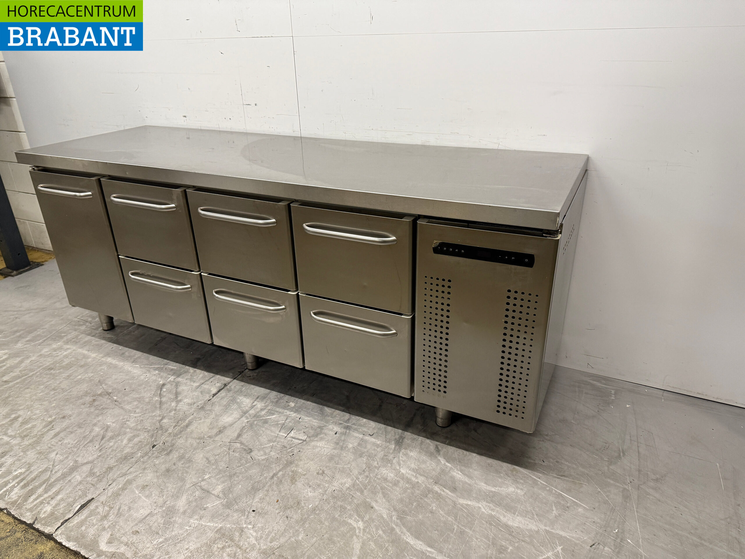 Stainless steel Gram Refrigerated Workbench 6 drawers and 1 door 216 cm 230V Horeca - Image 2