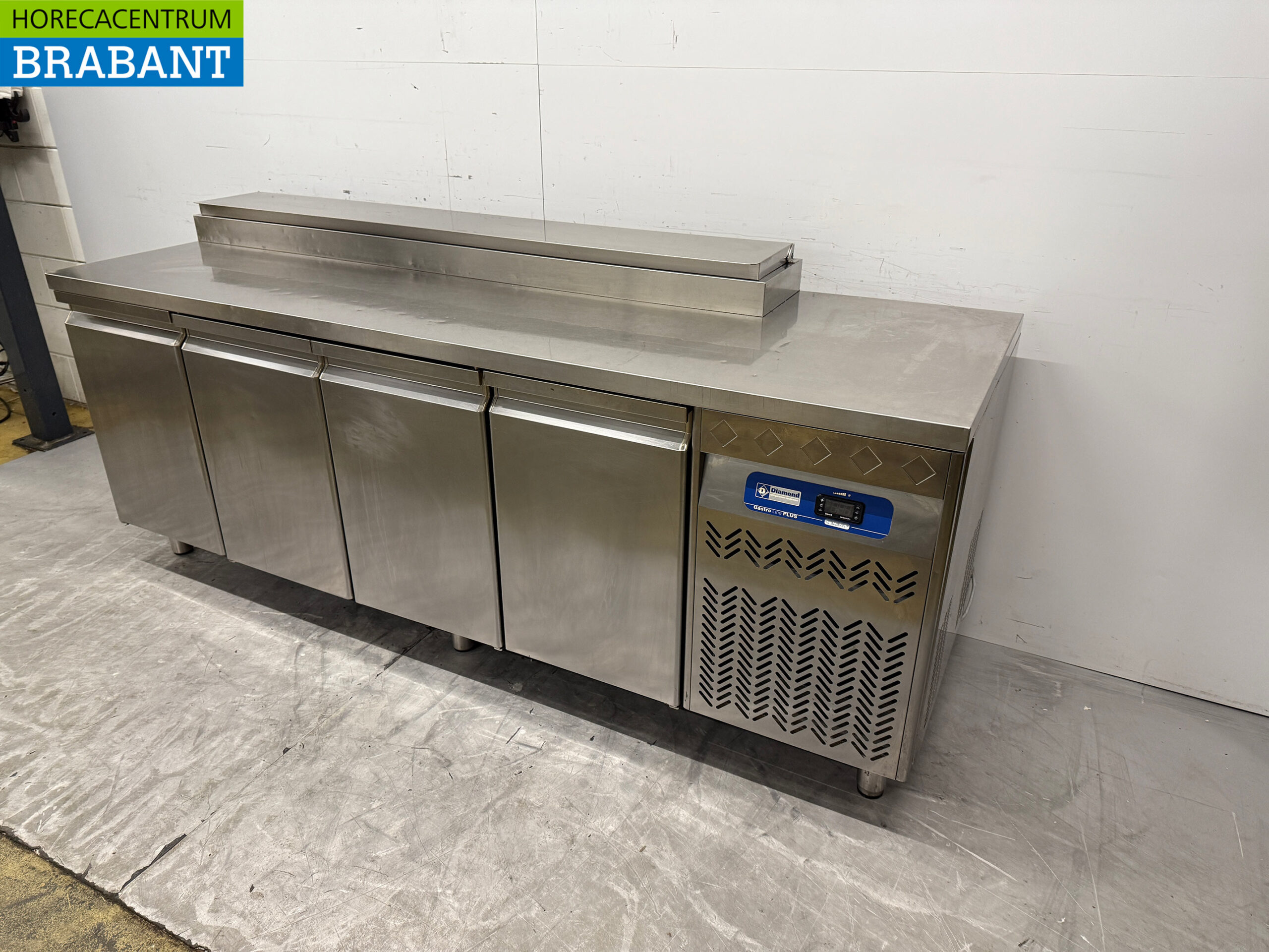 Stainless steel Diamond Refrigerated workbench with saladiere 4 doors 219 cm 230V Catering - Image 2