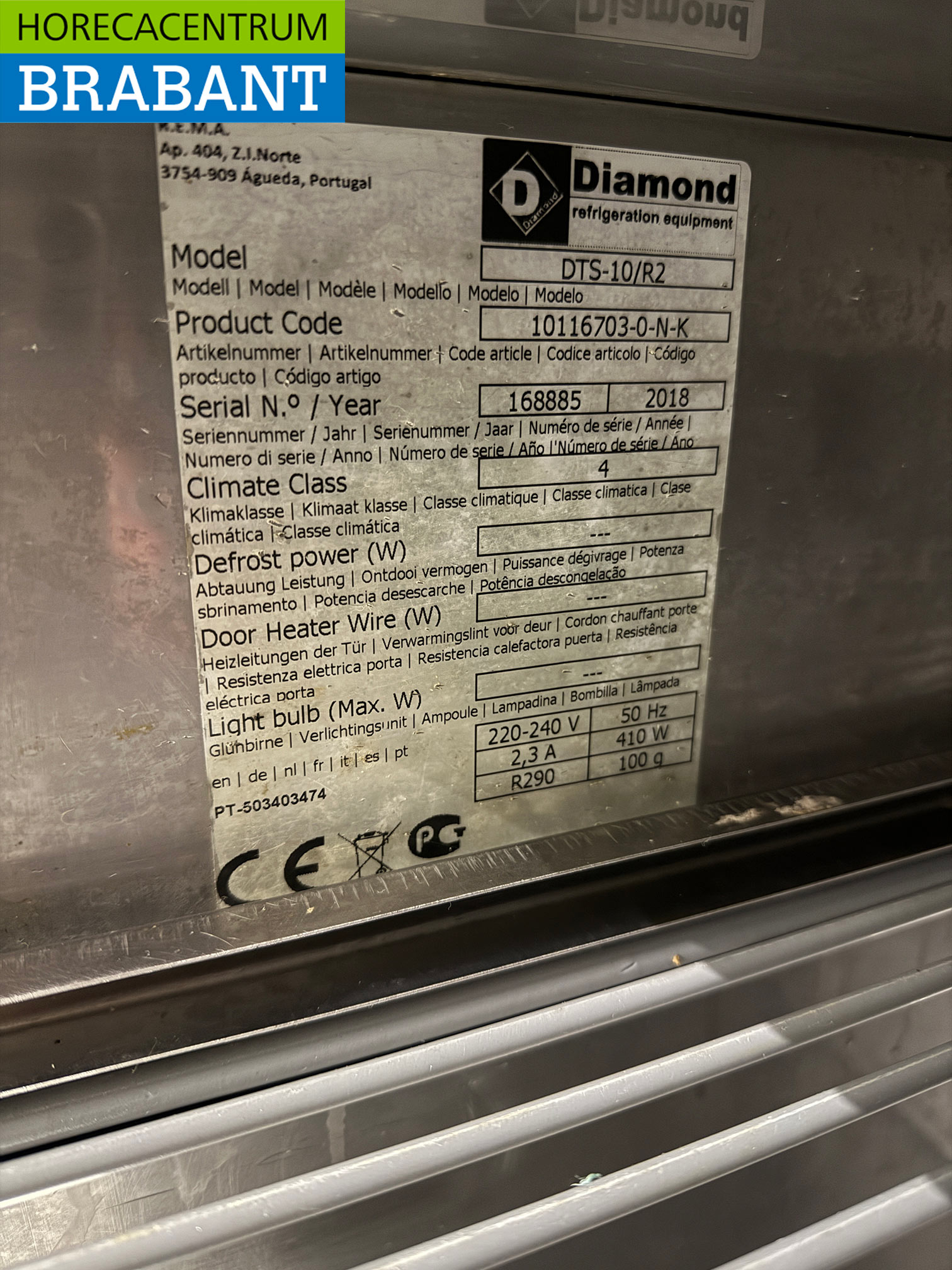 Stainless steel Diamond Refrigerated workbench with saladiere 4 doors 219 cm 230V Catering - Image 9