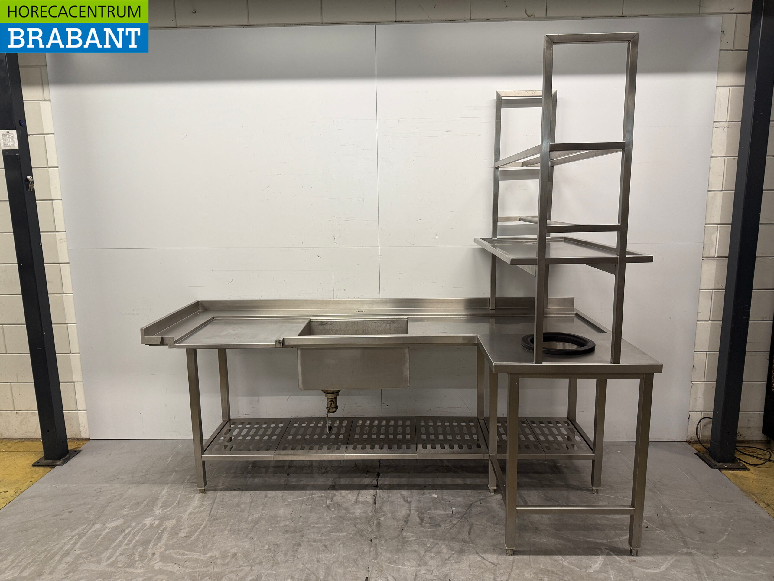 Stainless steel Supply Table Clearance Table with Waste Hole 242 x 120 x 90.5 cm Catering