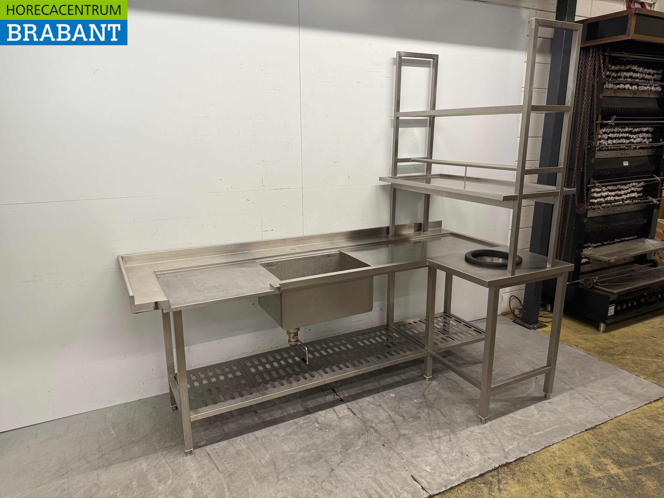 Stainless steel Supply Table Clearance Table with Waste Hole 242 x 120 x 90.5 cm Catering - Image 3