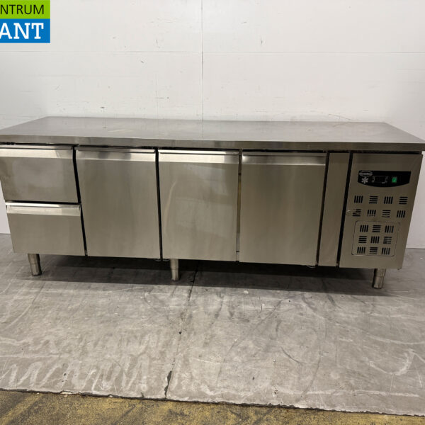 Stainless steel Combisteel Refrigerated Workbench with 3 doors and 2 drawers 223 cm 230V Horeca