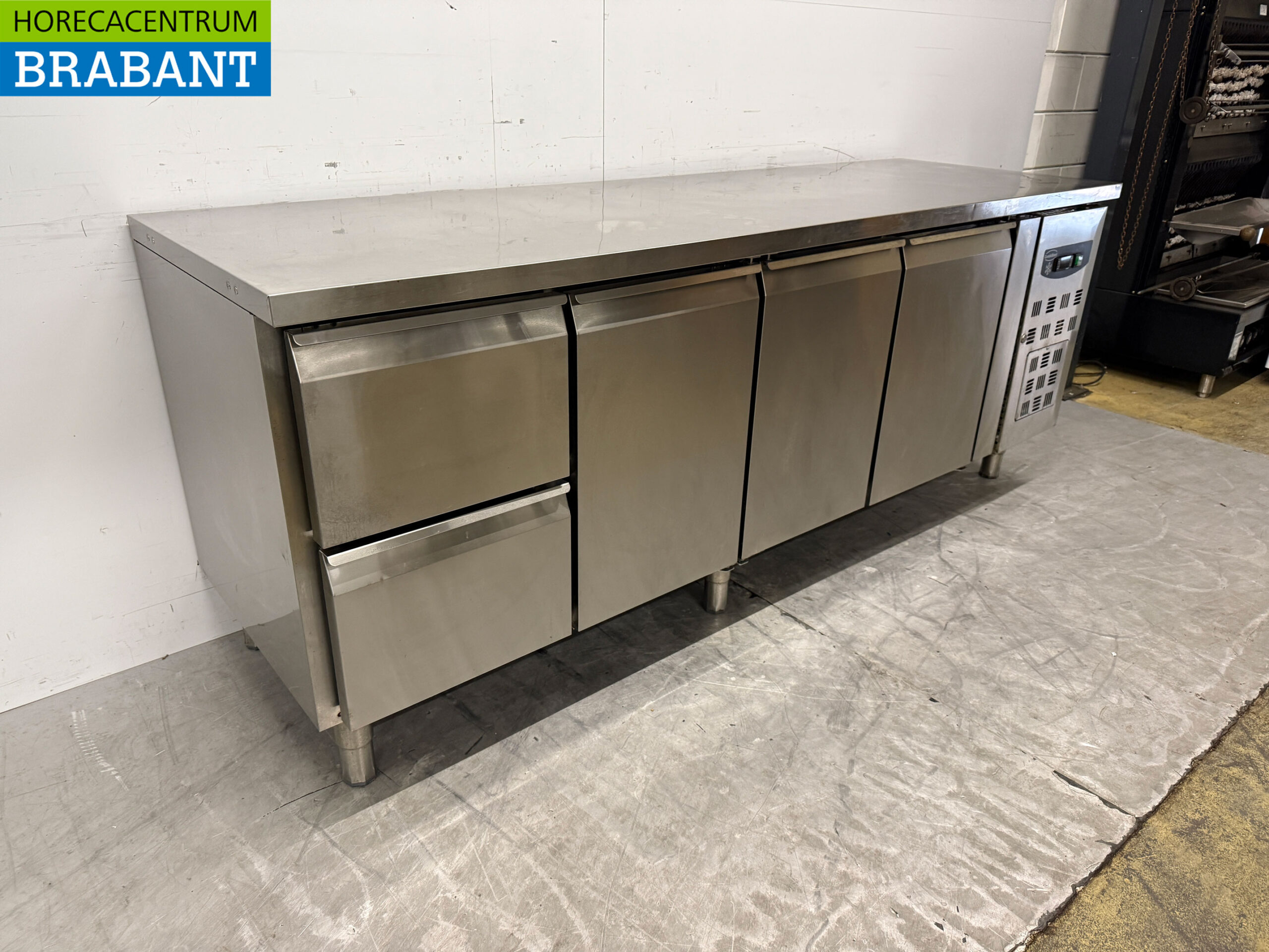 Stainless steel Combisteel Refrigerated Workbench with 3 doors and 2 drawers 223 cm 230V Horeca - Image 3