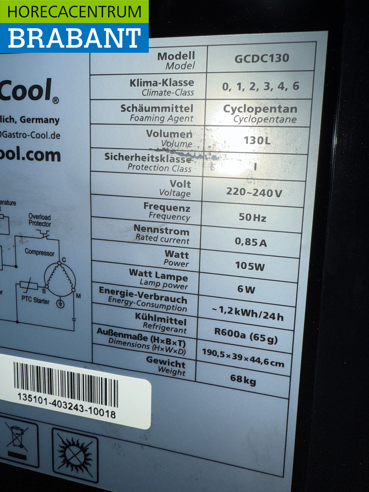 Gastro-Cool Glass Door Refrigerator Beverage Refrigerator Glass door 155 liters 230V Horeca - Image 5